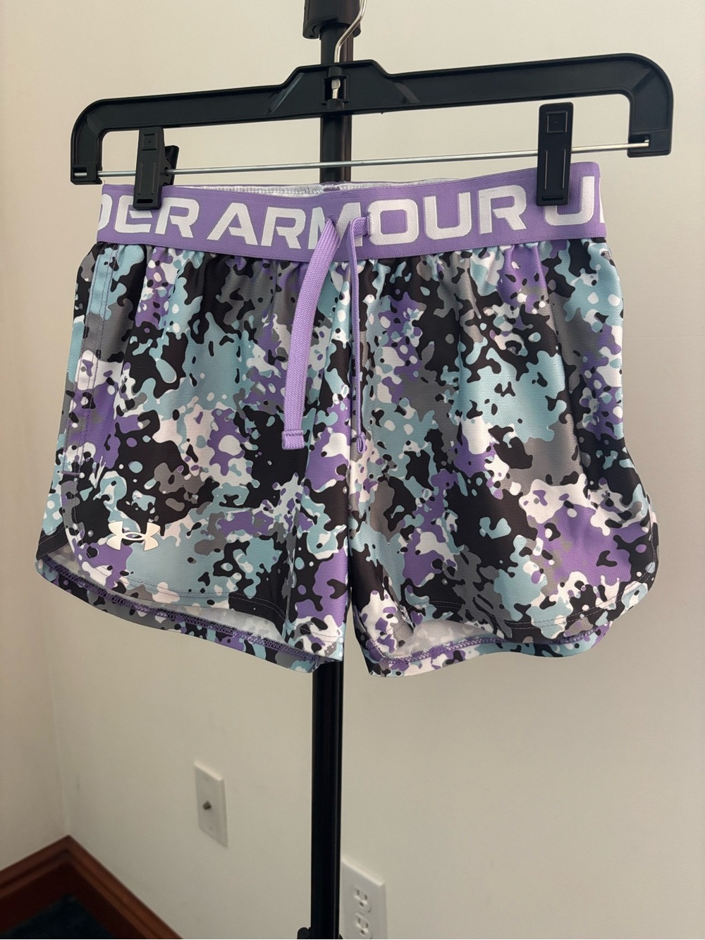 Under Armour Purple and Light Blue Camo Girls Athletic Shorts